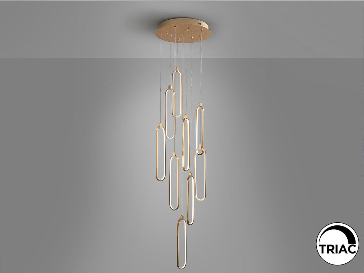Lámpara de techo Colette 9 luces oro rosa