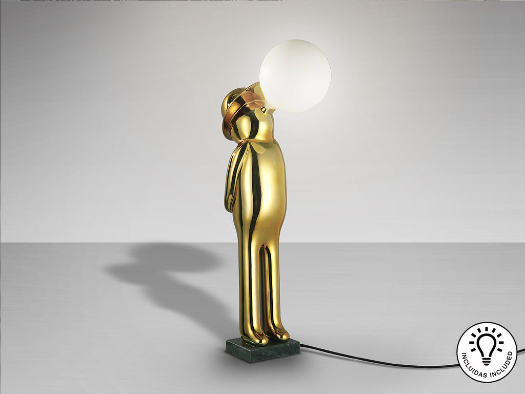Figura decorativa Mr Bubble con luz oro brillo