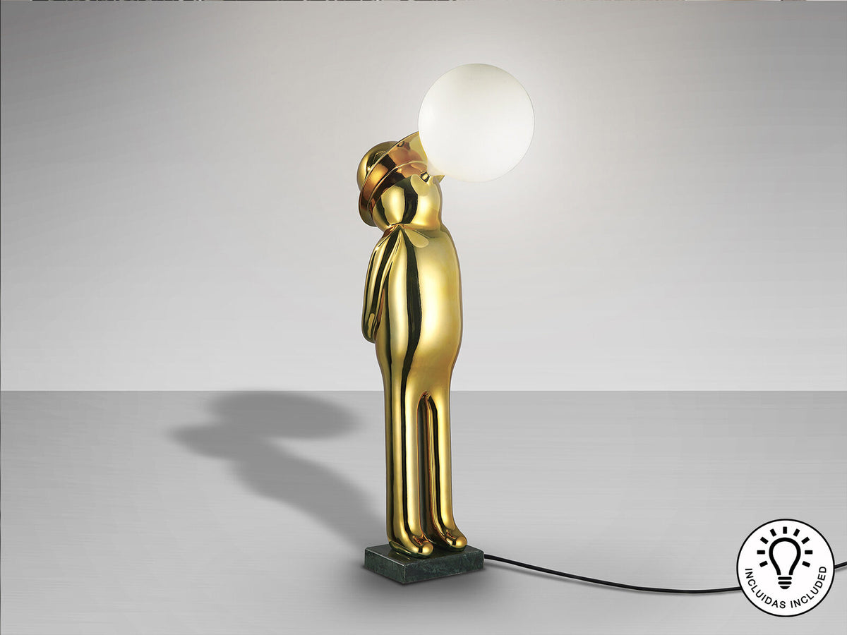 Figura decorativa Mr Bubble con luz oro brillo