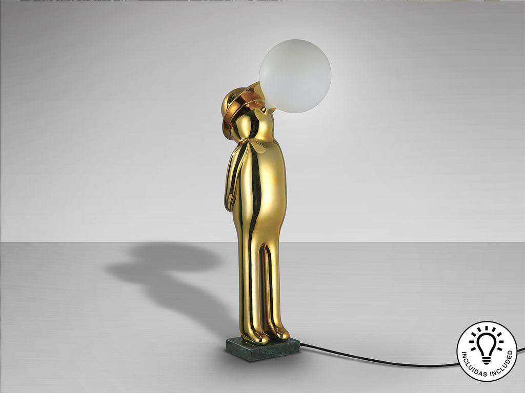 Figura decorativa Mr Bubble con luz oro brillo