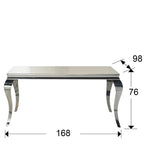 Mesa de comedor Barroque 160 × 90 acero inoxidable - medidas