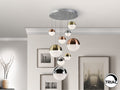 Lámpara de techo Sphere 9 luces cobre, latón y cromo Ø50 dimable