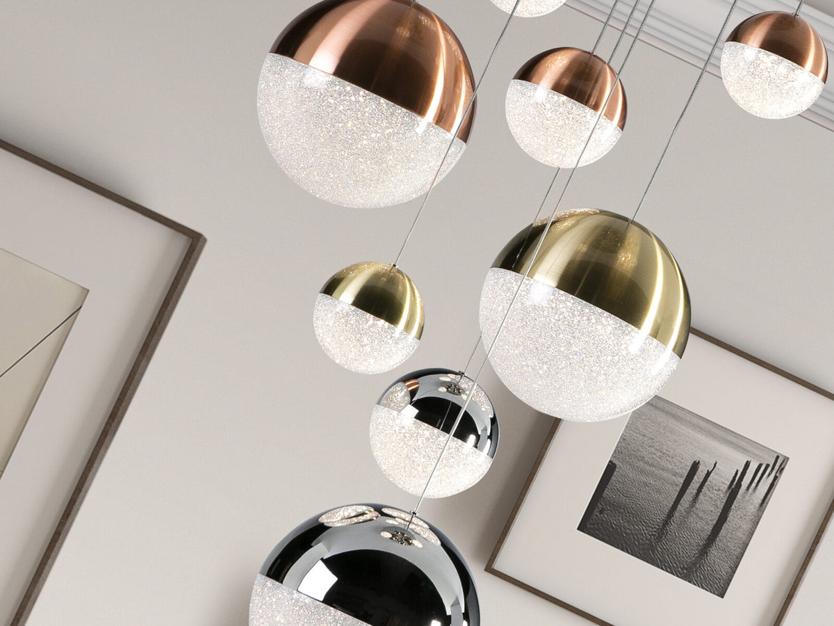 Lámpara de techo Sphere 9 luces cobre, latón y cromo Ø50 dimable