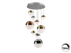 Lámpara de techo Sphere 9 luces cobre, latón y cromo Ø50 dimable