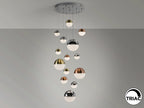 Lámpara de techo Sphere 14 luces cobre, latón y cromo Ø60 dimable