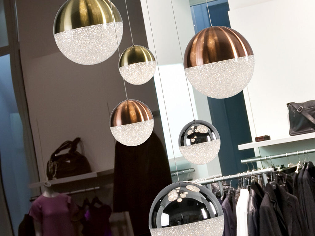 Lámpara de techo Sphere 14 luces cobre, latón y cromo Ø60 dimable