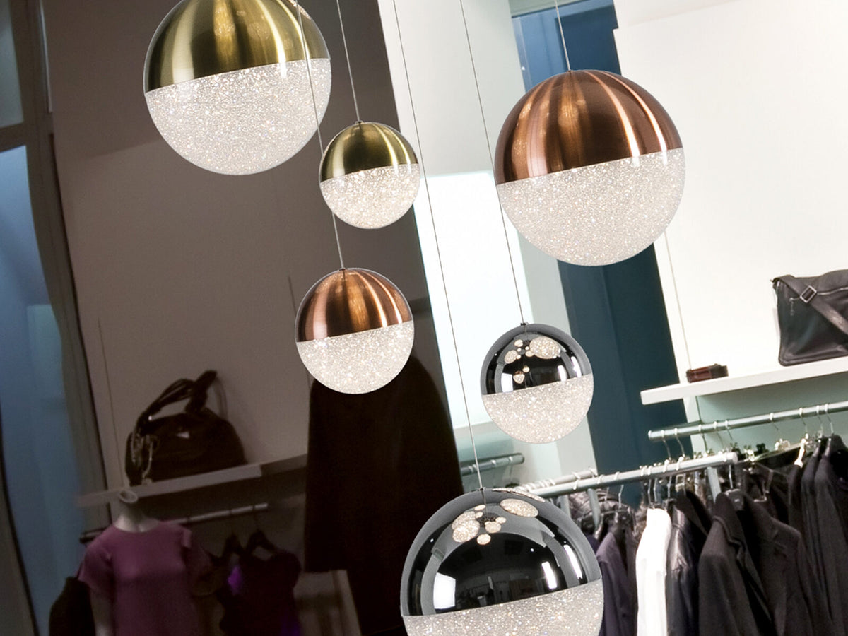 Lámpara de techo Sphere 14 luces cobre, latón y cromo Ø60 dimable