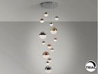 Lámpara de techo grande Sphere 14 luces Ø60 cobre latón y cromo altura 500 cm