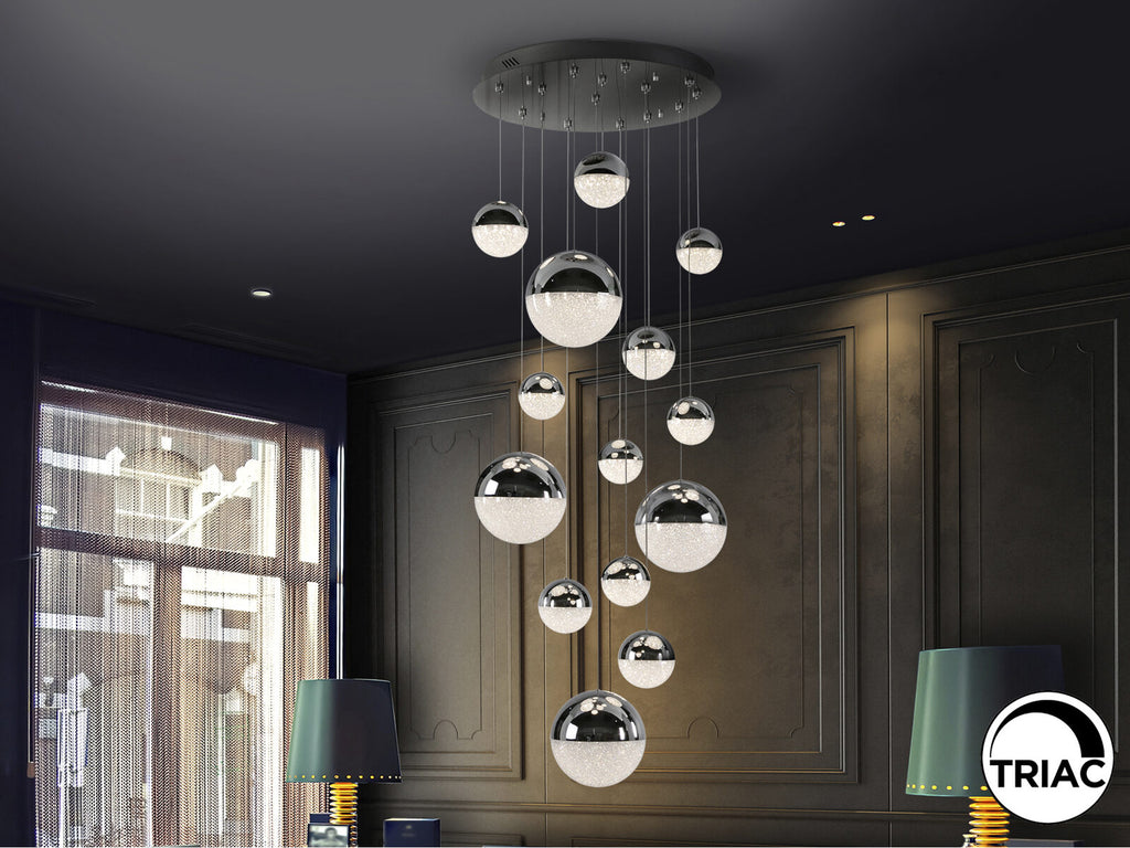 Lámpara de techo Sphere 14 luces cromo Ø60 dimable con pulsador