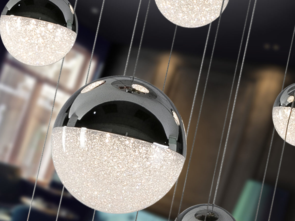Lámpara de techo Sphere 14 luces cromo Ø60 dimable con pulsador