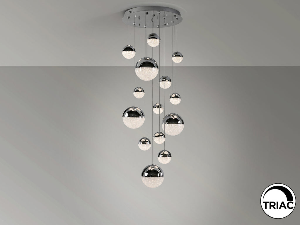 Lámpara de techo Sphere 14 luces cromo Ø60 dimable con pulsador