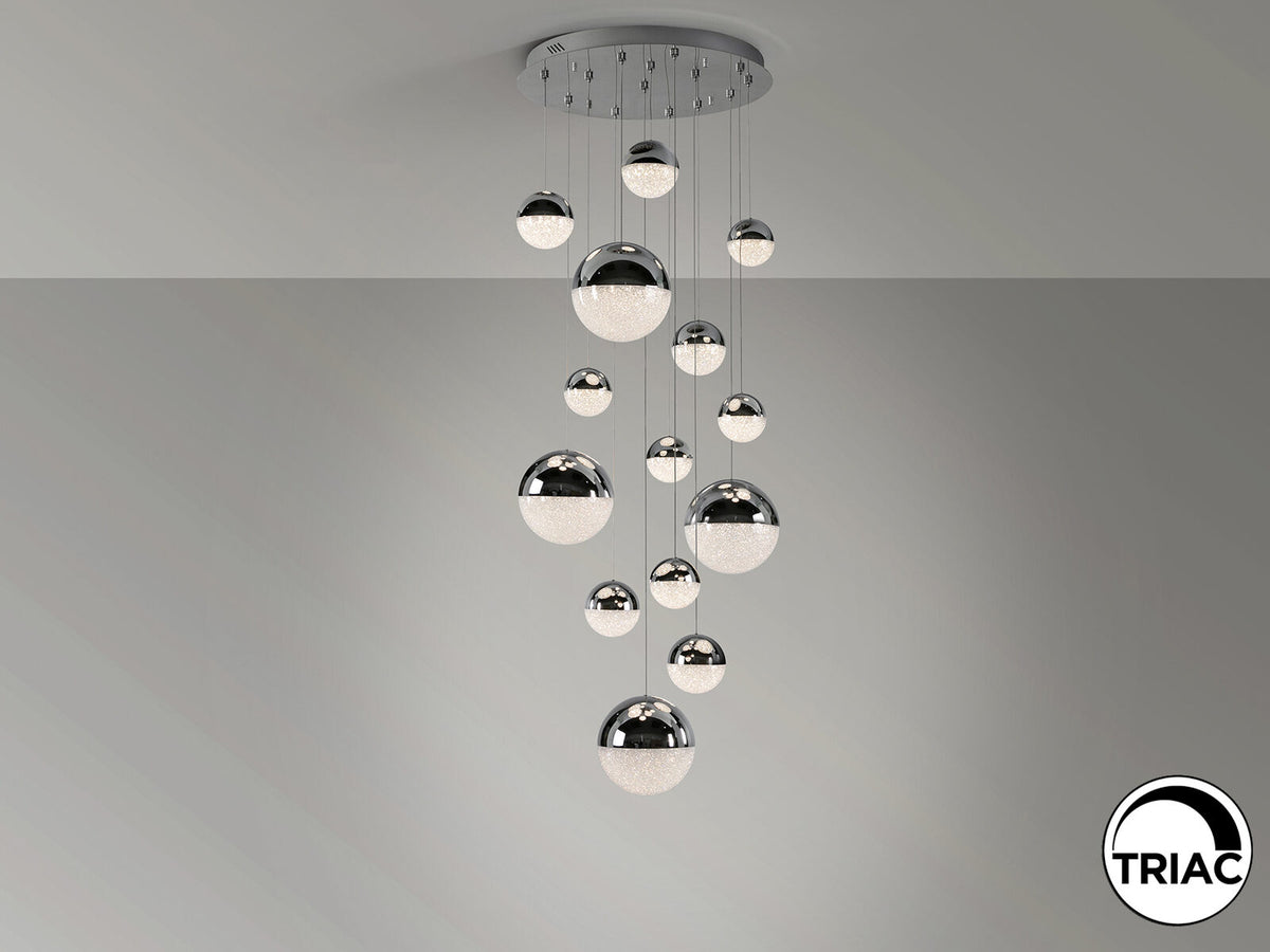 Lámpara de techo Sphere 14 luces cromo Ø60 dimable con pulsador