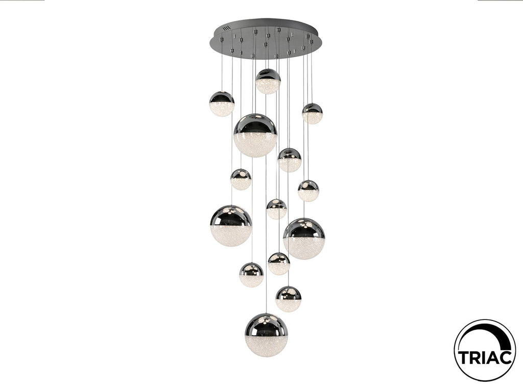 Lámpara de techo Sphere 14 luces cromo Ø60 dimable con pulsador