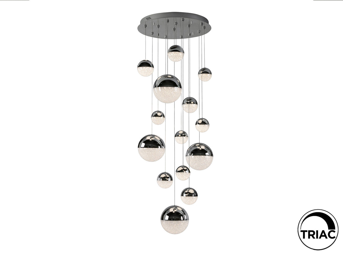 Lámpara de techo Sphere 14 luces cromo Ø60 dimable con pulsador
