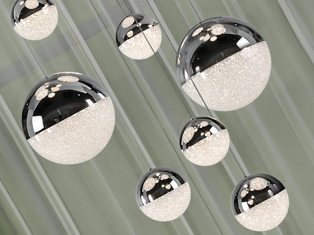 Lámpara de techo grande Sphere 14 luces Ø60 cromo altura 500 cm