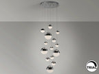 Lámpara de techo grande Sphere 14 luces Ø60 cromo altura 500 cm