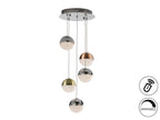Lámpara de techo Sphere 5 luces cobre, latón y cromo Ø33 dimable