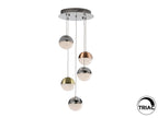 Lámpara de techo Sphere 5 luces cobre, latón y cromo Ø33