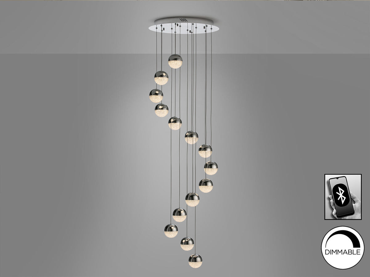 Lámpara de techo Sphere 14 luces cromo Ø50 dimable por app
