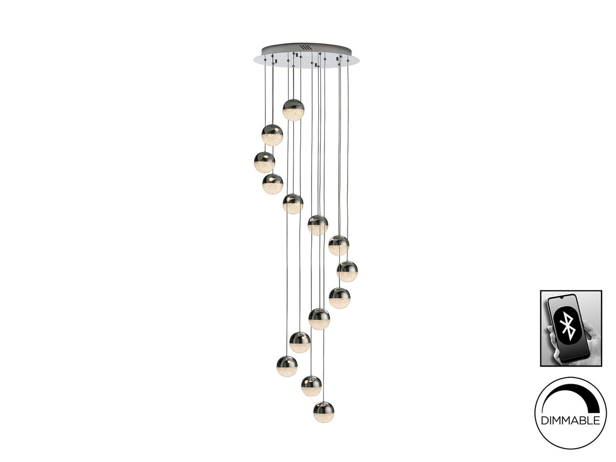 Lámpara de techo Sphere 14 luces cromo Ø50 dimable por app