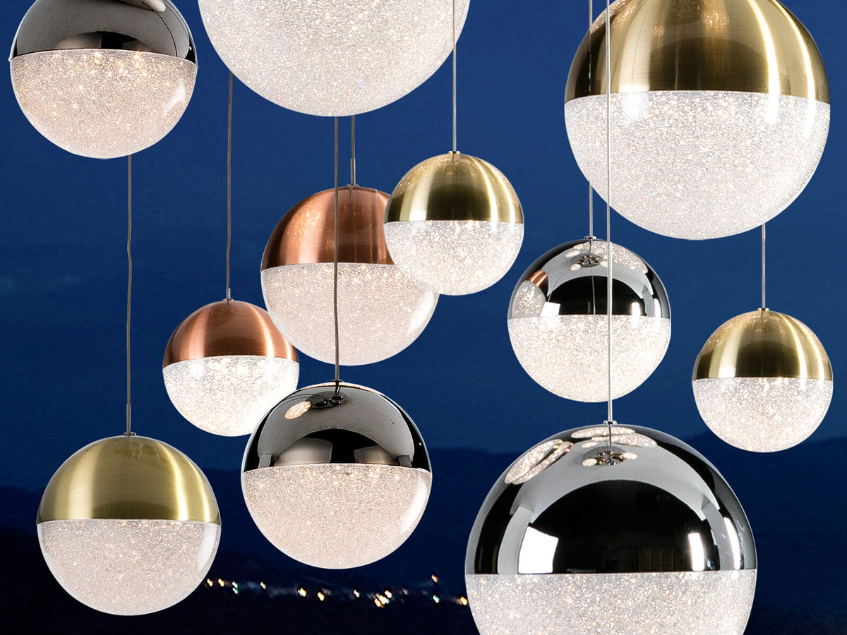 Lámpara de techo grande Sphere 55 luces Ø140 cobre latón y cromo