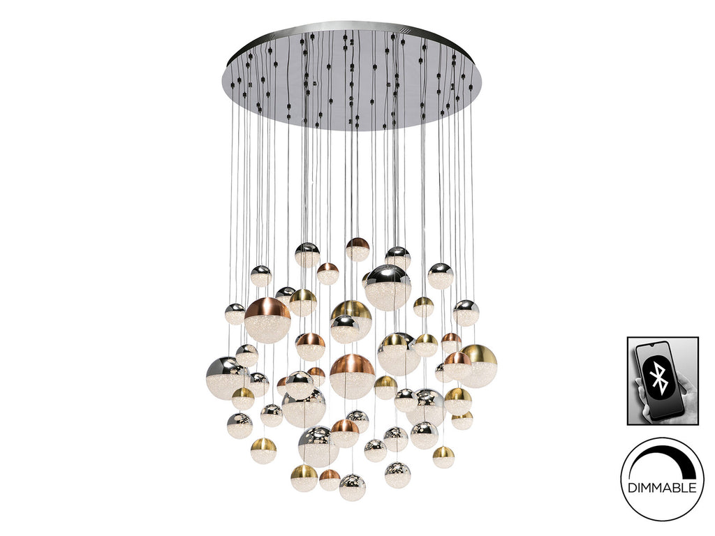 Lámpara de techo grande Sphere 55 luces Ø140 cobre latón y cromo