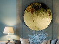 Escultura de pared Matrix bajorrelieve acero dorado Ø100