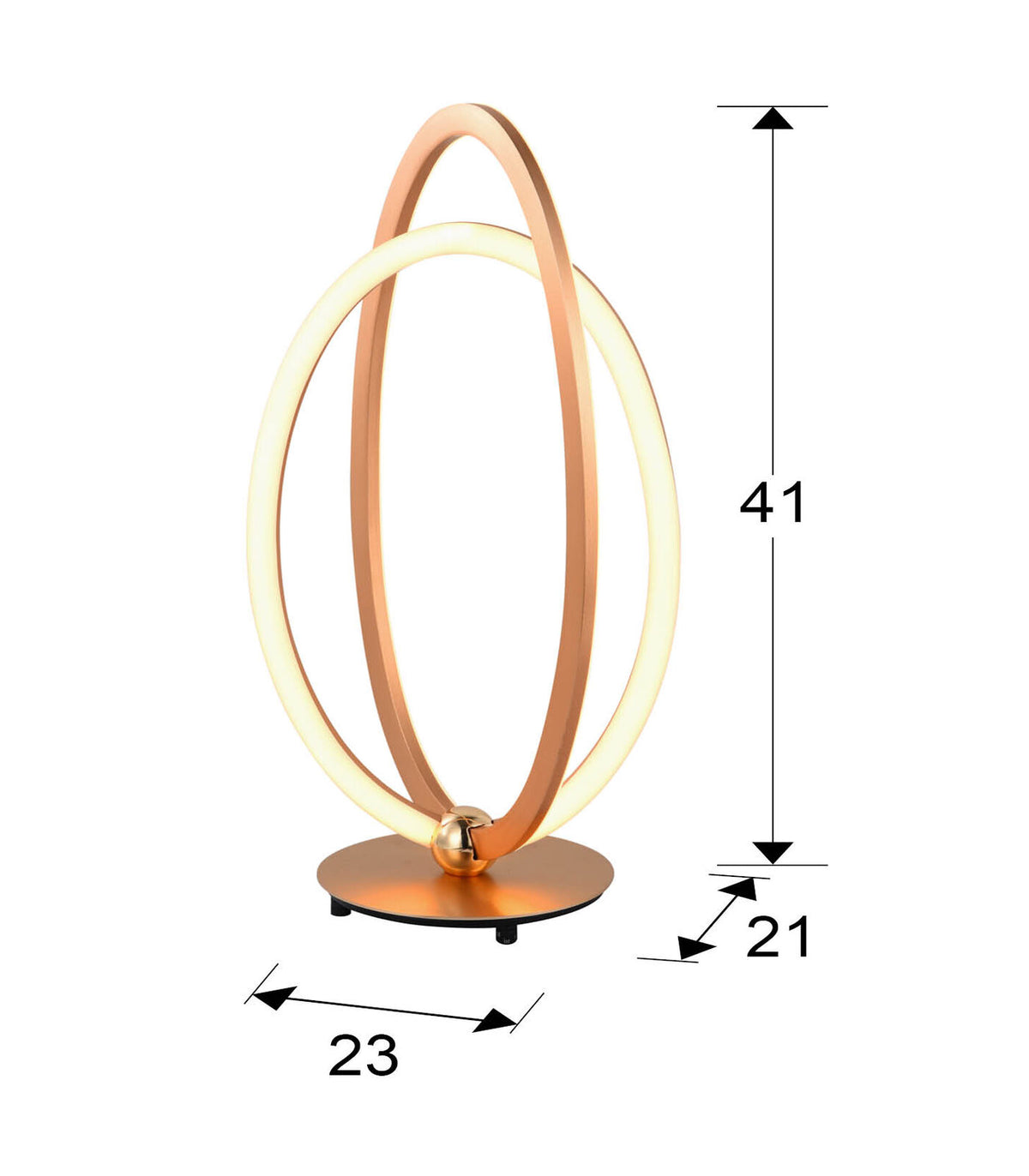 Lámpara de mesa Ocellis LED oro rosa - medidas