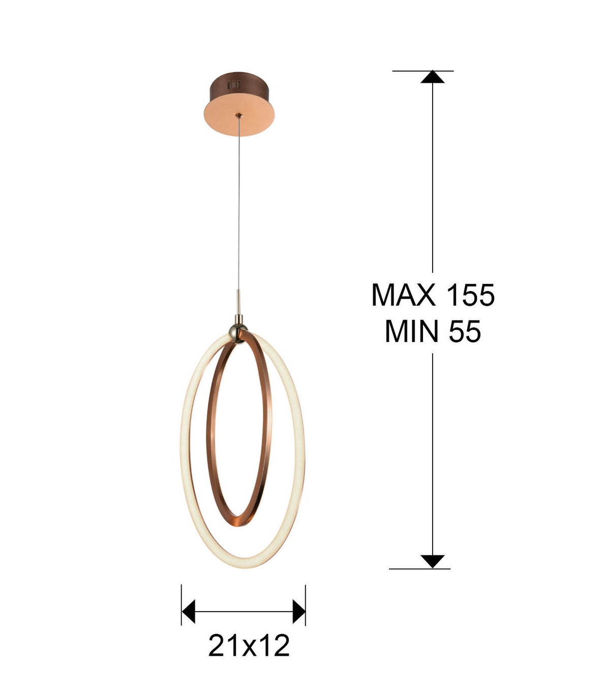 Lámpara de techo Ocellis LED oro rosa 22 cm - medidas