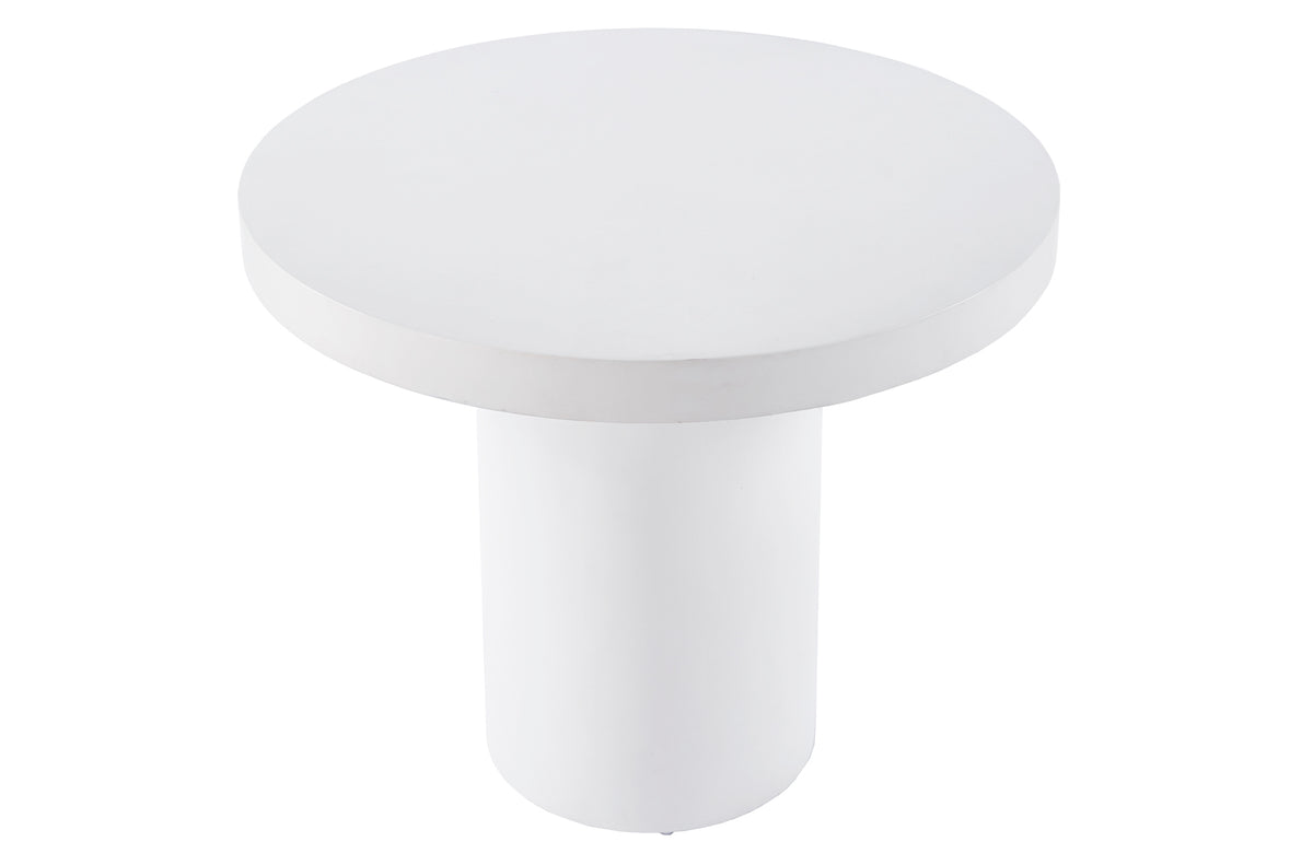 Mesa Fija Redonda Microcemento Blanco - 90 cm