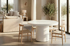 Mesa Fija Redonda Microcemento Blanco - 90 cm
