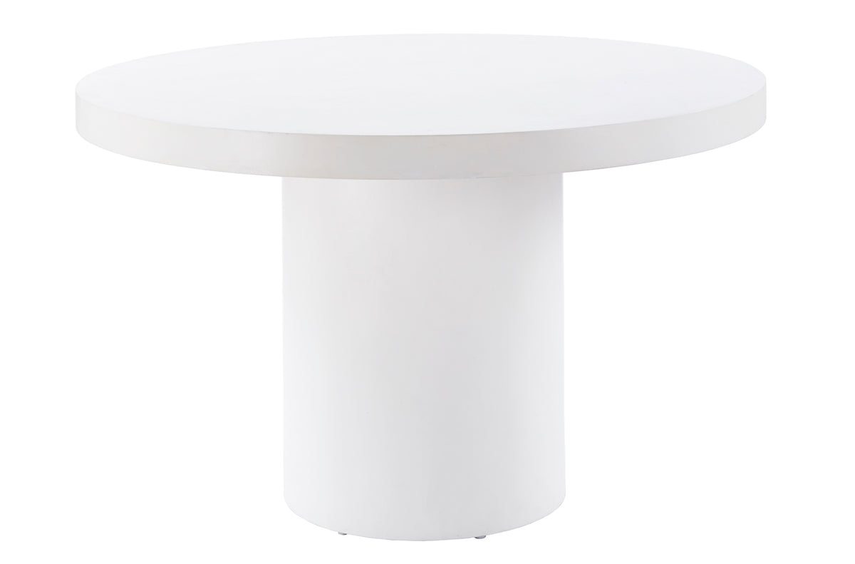 Mesa Fija Redonda Microcemento Blanco - 120 cm