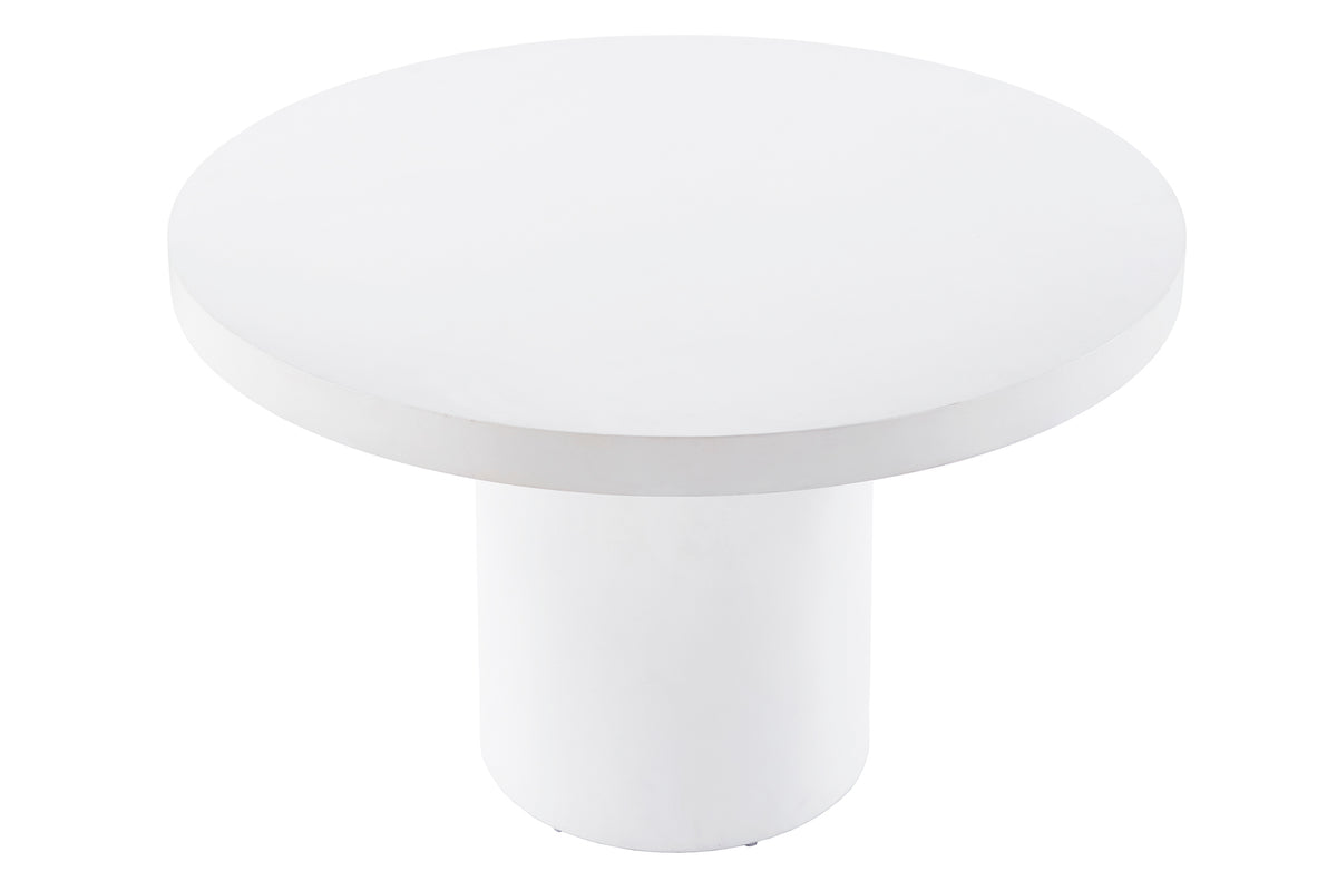 Mesa Fija Redonda Microcemento Blanco - 120 cm