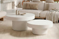 Mesa Baja Redonda Microcemento Blanco - 66 cm