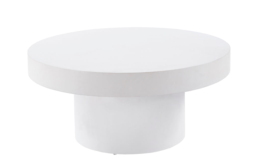 Mesa Baja Redonda Microcemento Blanco - 66 cm