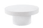 Mesa Baja Redonda Microcemento Blanco - 66 cm