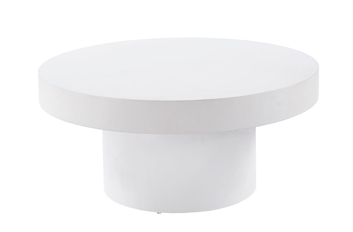 Mesa Baja Redonda Microcemento Blanco - 66 cm