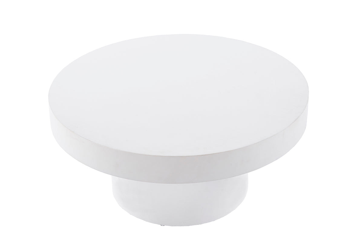 Mesa Baja Redonda Microcemento Blanco - 66 cm
