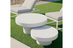 Mesa Baja Redonda Microcemento Blanco - 66 cm
