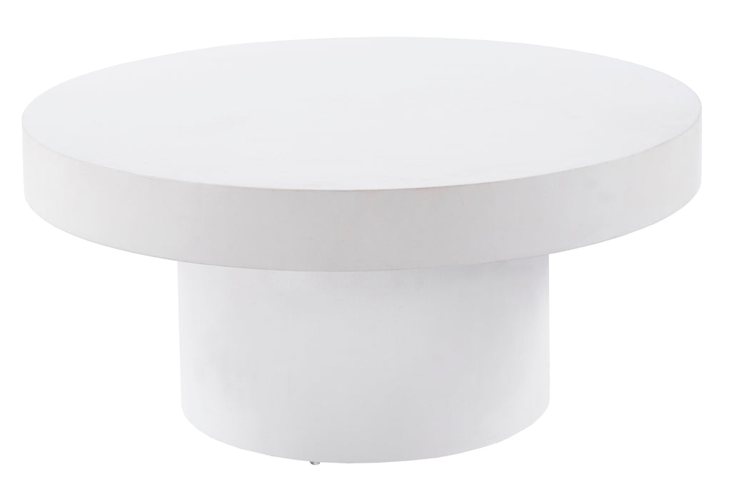 Mesa Baja Redonda Microcemento Blanco - 90 cm
