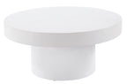Mesa Baja Redonda Microcemento Blanco - 90 cm