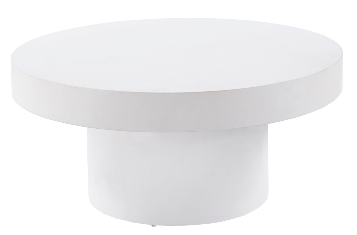 Mesa Baja Redonda Microcemento Blanco - 90 cm