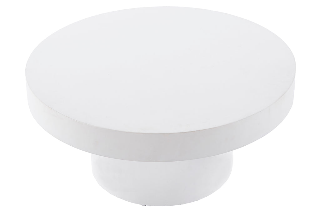 Mesa Baja Redonda Microcemento Blanco - 90 cm