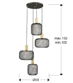 Lámpara de techo Osiris 4 luces - medidas