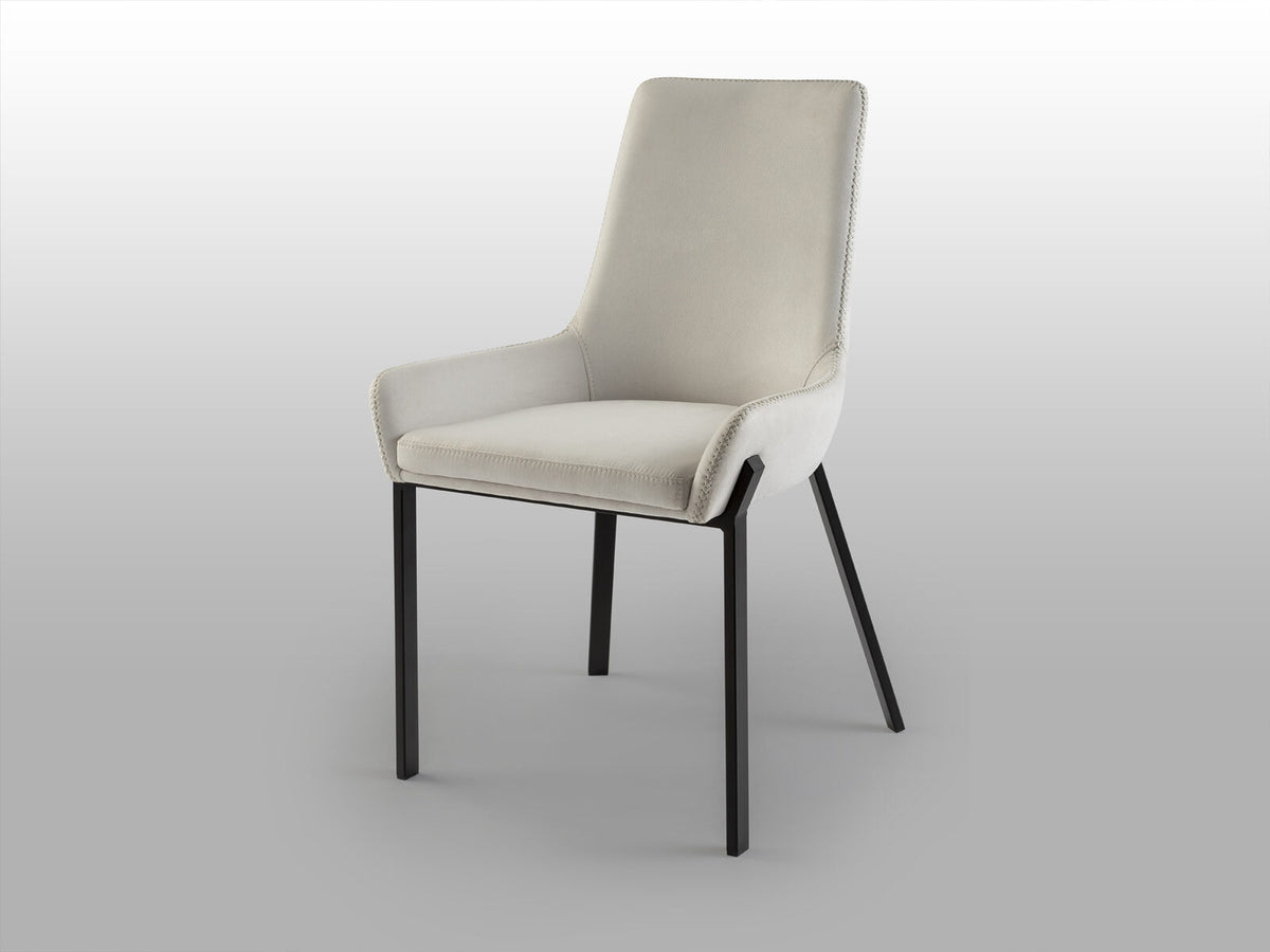 Silla Diane blanco con pespunte gris