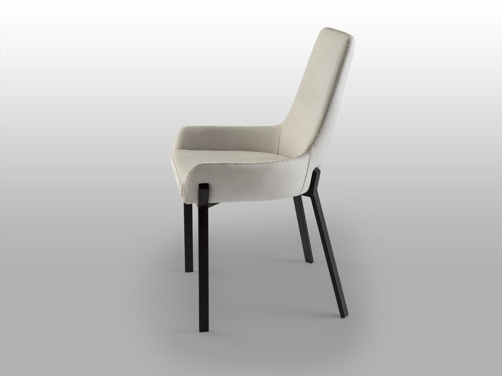Silla Diane blanco con pespunte gris