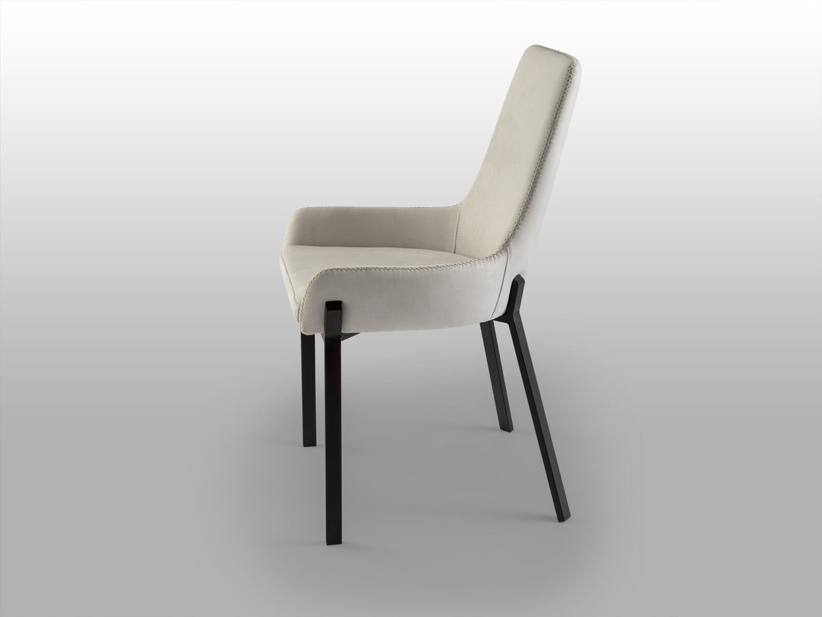 Silla Diane blanco con pespunte gris