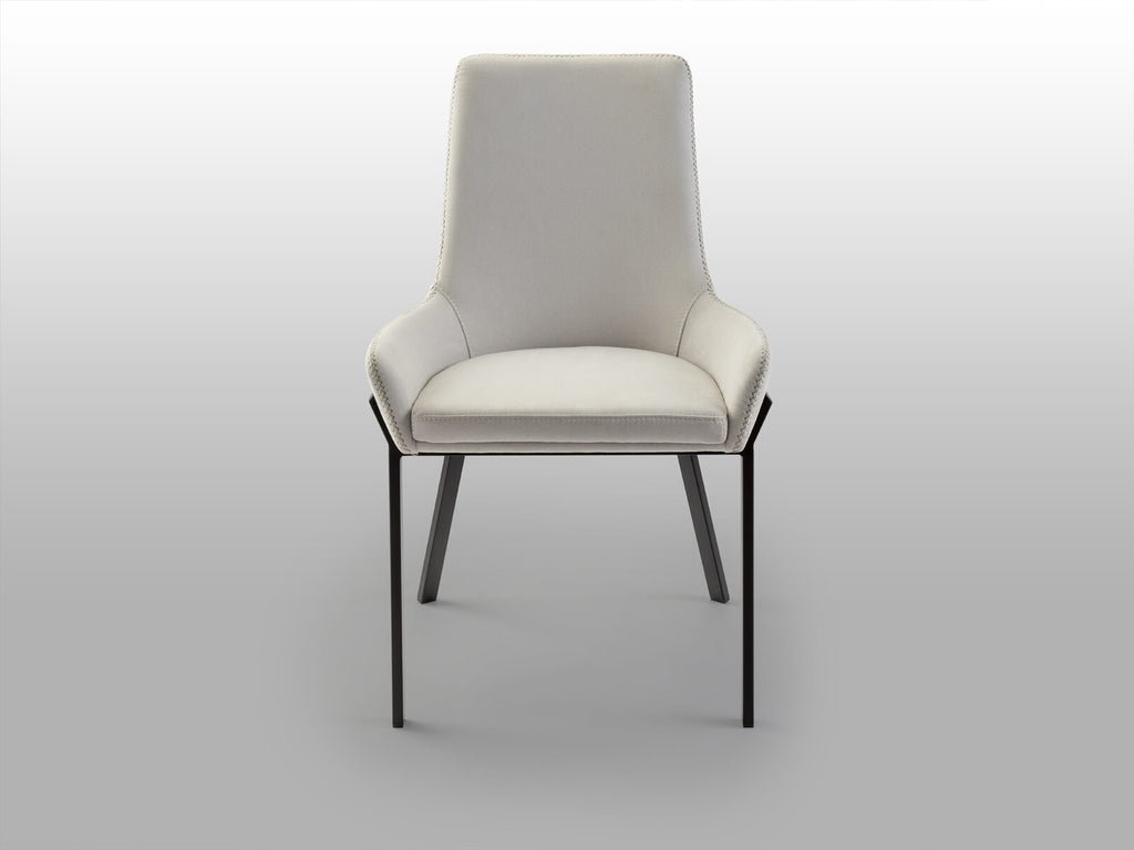 Silla Diane blanco con pespunte gris