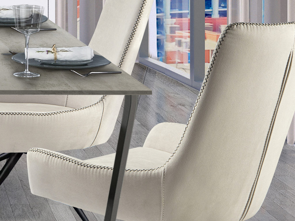 Silla con ruedas Diane blanco con pespunte gris