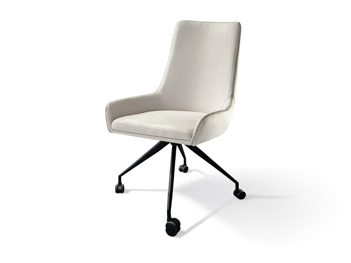 Silla con ruedas Diane blanco con pespunte gris